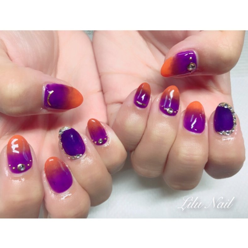 秋 ハロウィン ハンド グラデーション オレンジ Lilu Nail Rihoのネイルデザイン No ネイルブック