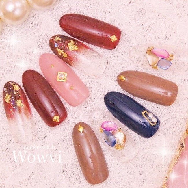 秋 冬 デート 女子会 ハンド 博多nail Eyelash Wowviのネイルデザイン No ネイルブック