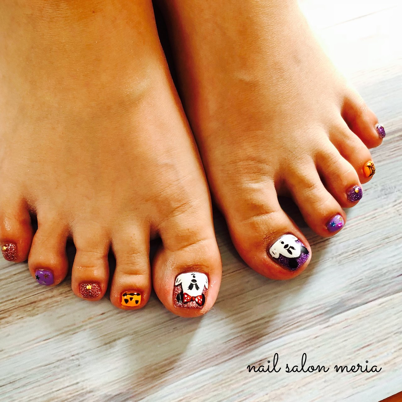 ハロウィン フット キャラクター ショート ピンク Nailsalonmeriaのネイルデザイン No ネイルブック