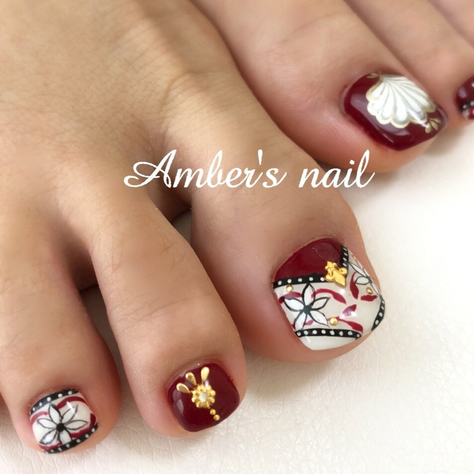 秋 冬 リゾート フット エスニック Amber S Nail アンバーズネイルのネイルデザイン No ネイルブック