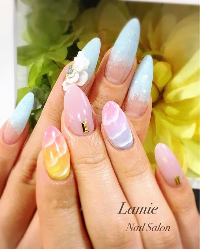 春 夏 海 デート ハンド Lamienailsalonのネイルデザイン No ネイルブック