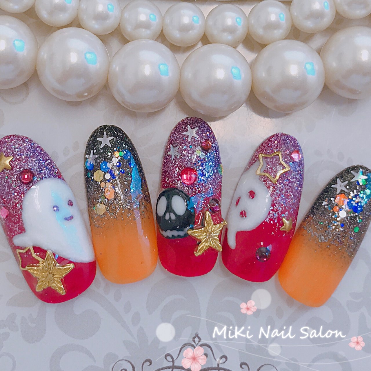 秋 ハロウィン パーティー ハンド ラメ Miki Nailのネイルデザイン No ネイルブック