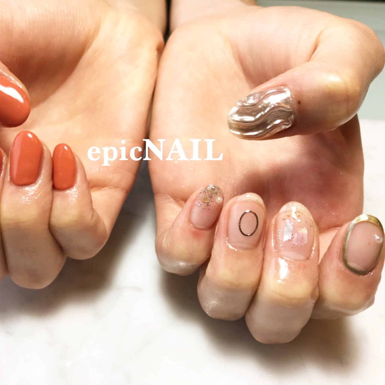 夏 秋 ハンド ミラー ショート Epic Nailのネイルデザイン No ネイルブック