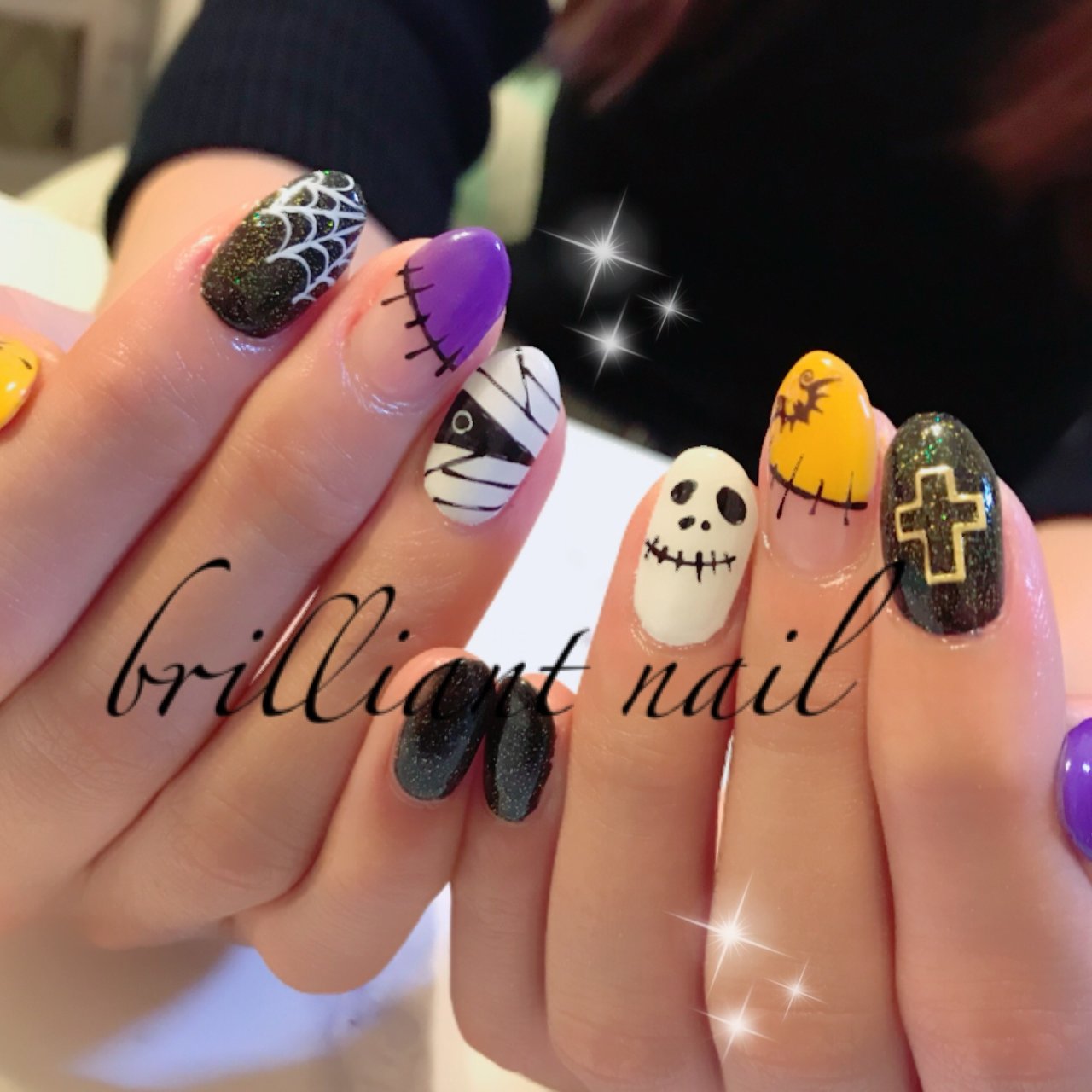 秋 ハロウィン ハンド オレンジ パープル Brilliantnailのネイルデザイン No ネイルブック