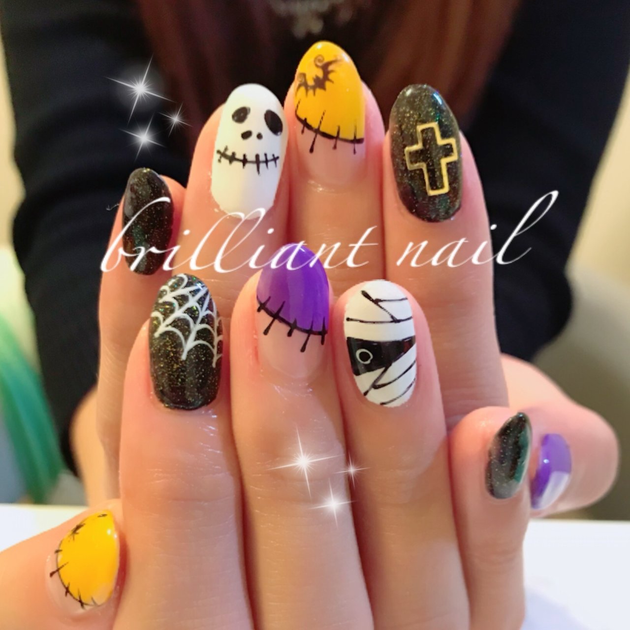 秋 ハロウィン ハンド オレンジ パープル Brilliantnailのネイルデザイン No ネイルブック