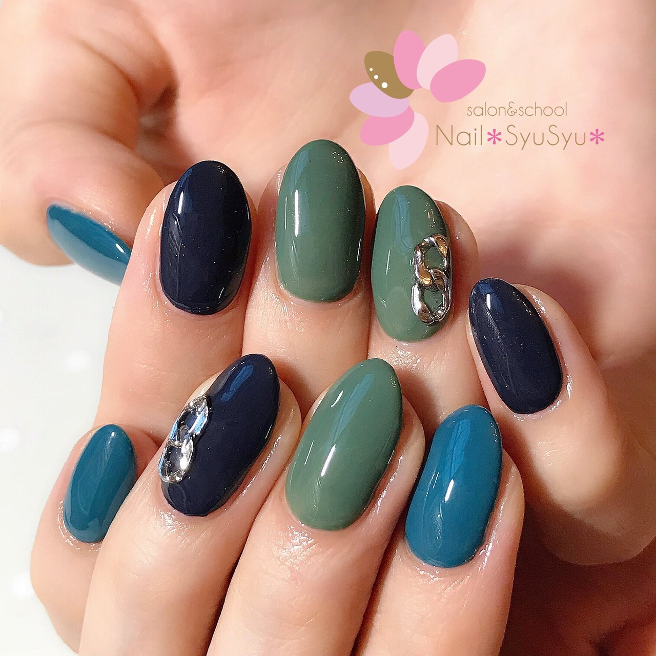 秋 ハンド シンプル ワンカラー チェーン Nail Syusyu ネイルシュシュのネイルデザイン No ネイルブック