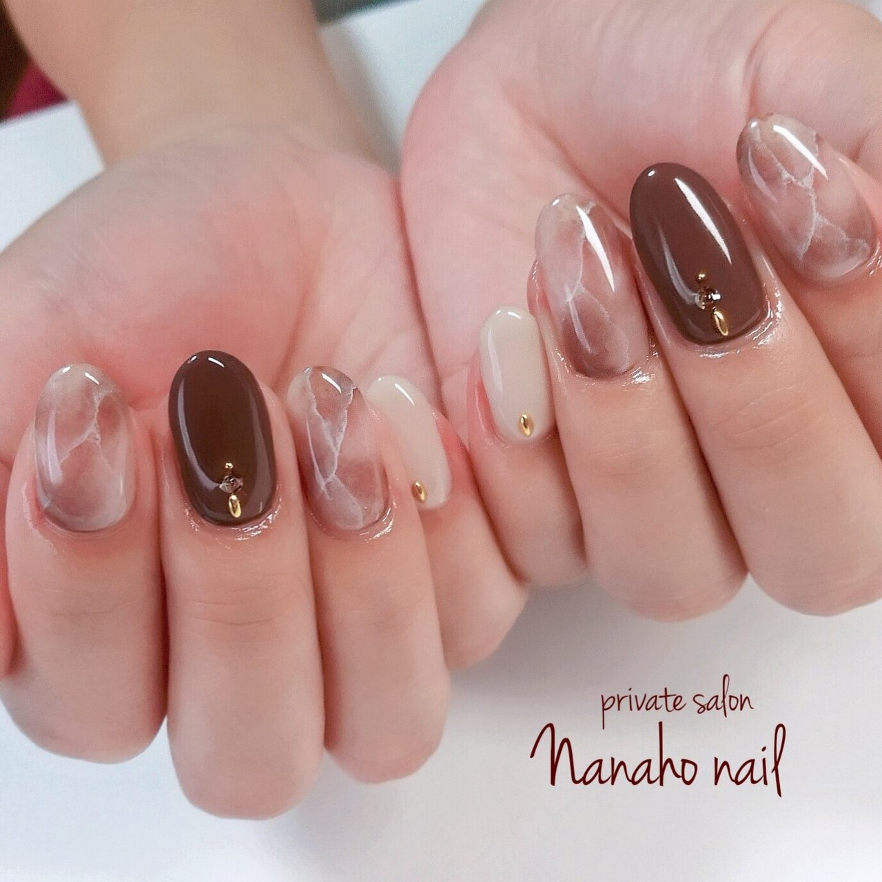 秋 バレンタイン ハンド 大理石 ミディアム Nanaho Nail 大阪府八尾市 のネイルデザイン No ネイルブック