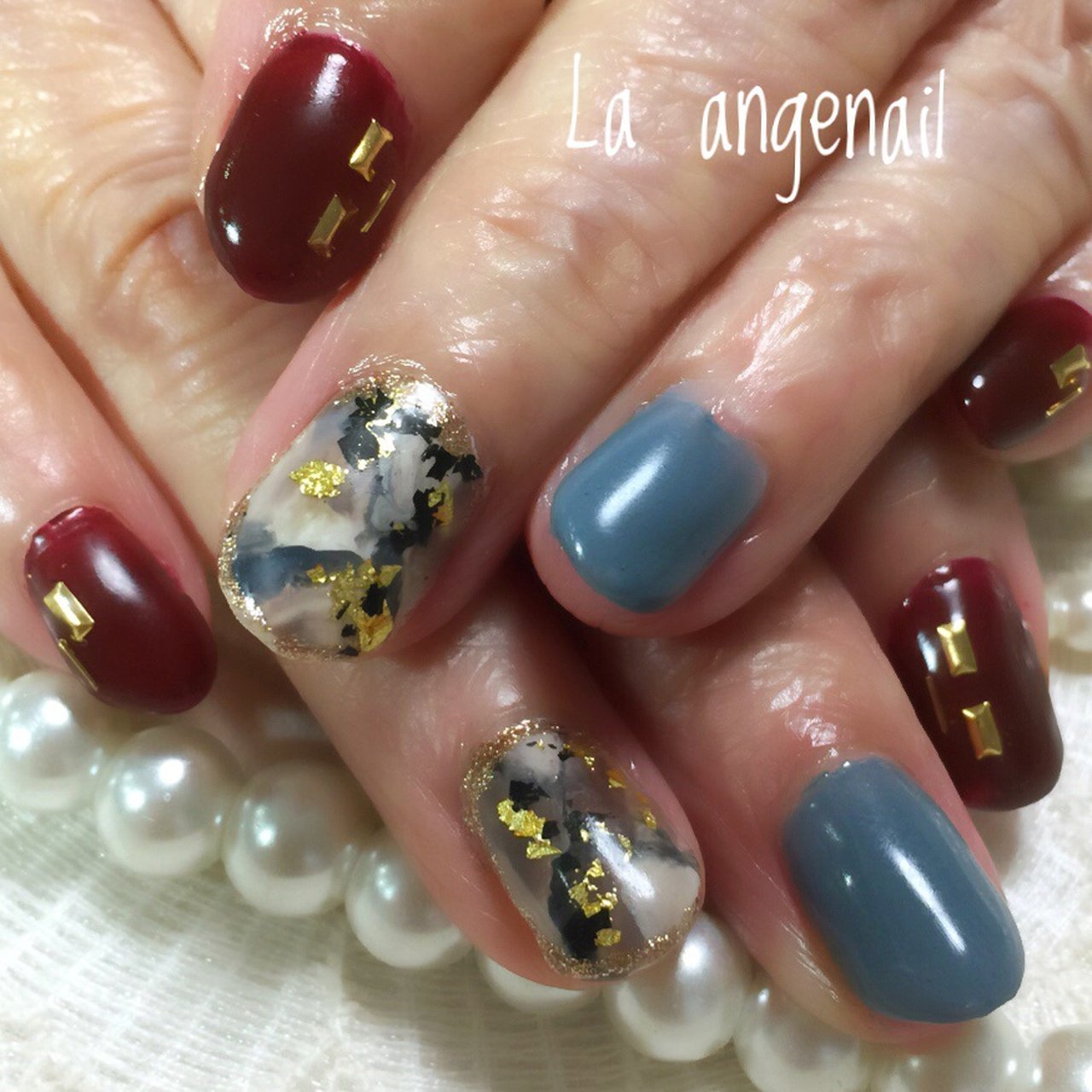 秋 冬 ハンド タイダイ 大理石 La Angenailのネイルデザイン No ネイルブック