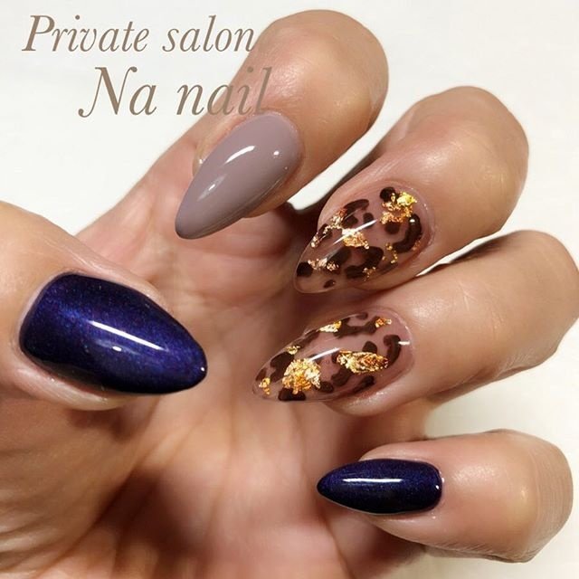 秋 ハンド アニマル柄 シースルー レオパード Na Nailのネイルデザイン No ネイルブック