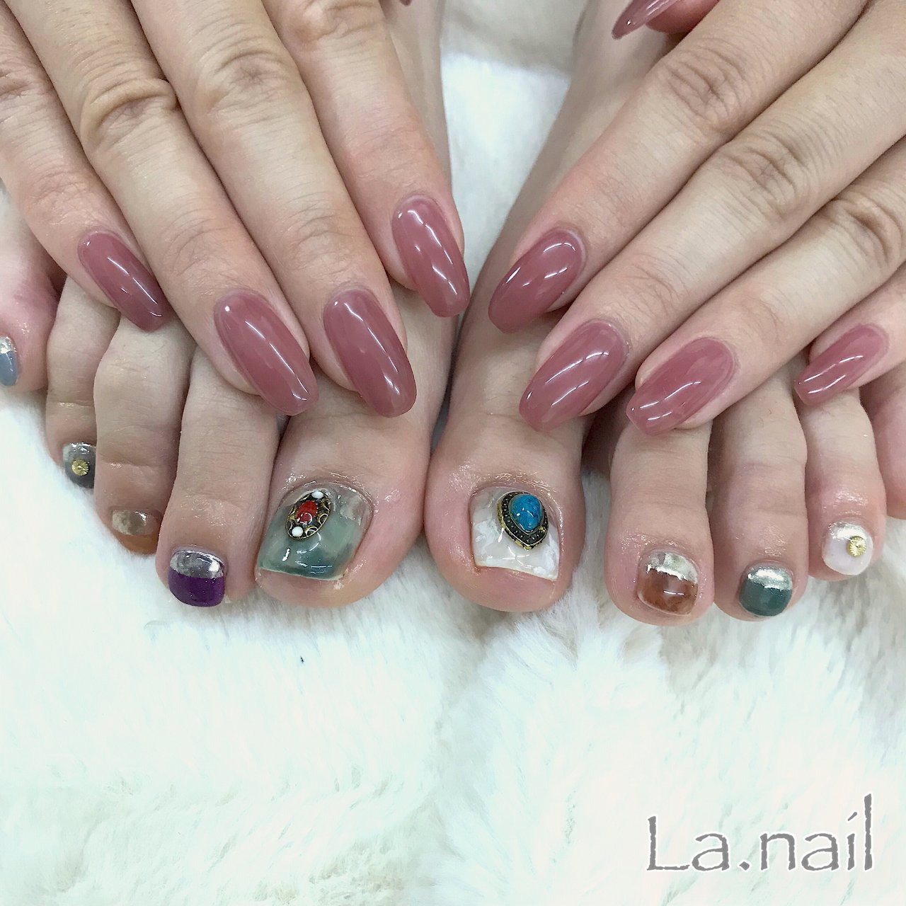 ワンカラー ミラー ピンク スモーキー カラフル La Nailのネイルデザイン No ネイルブック