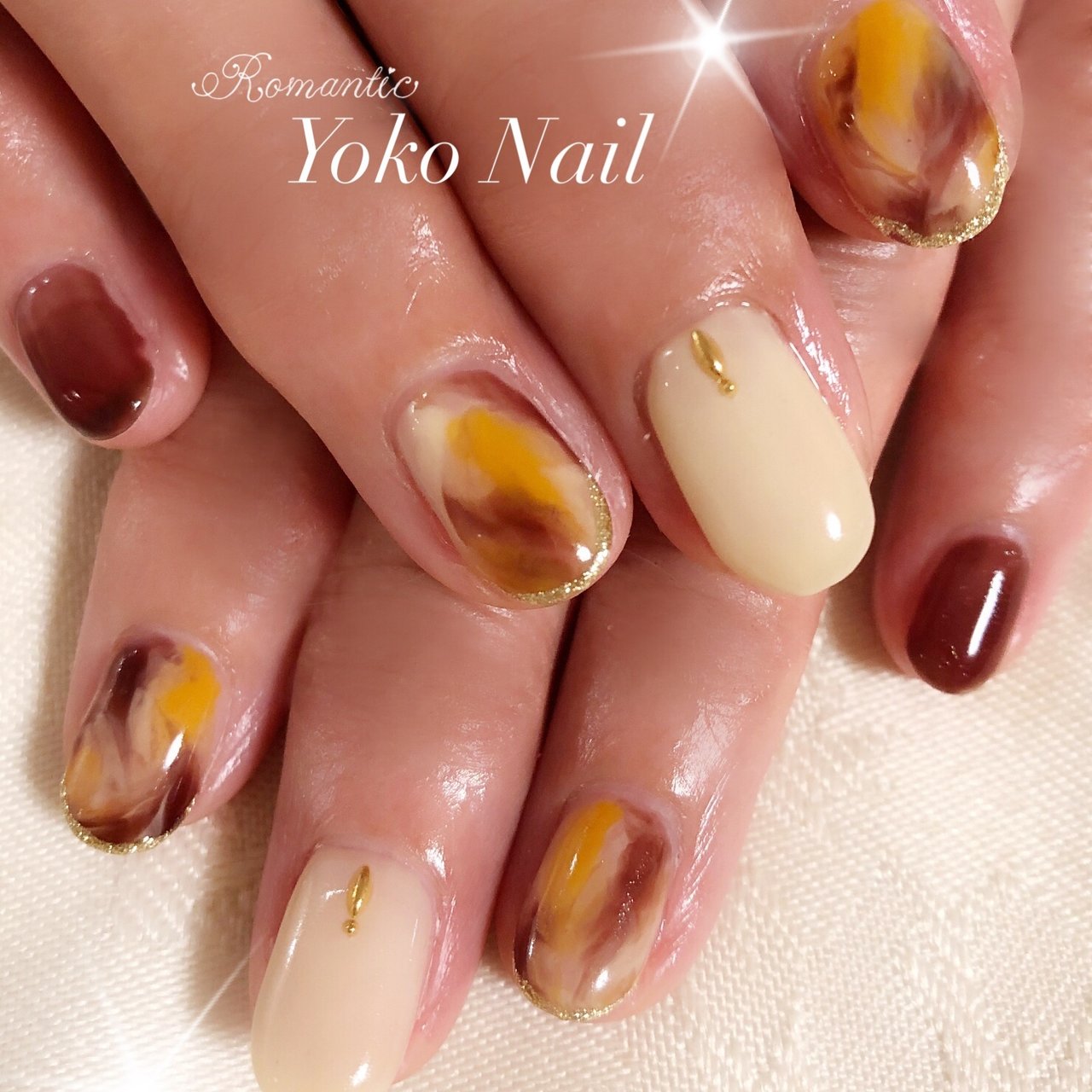 秋 旅行 ハンド マーブル ベージュ Yoko Nailのネイルデザイン No ネイルブック