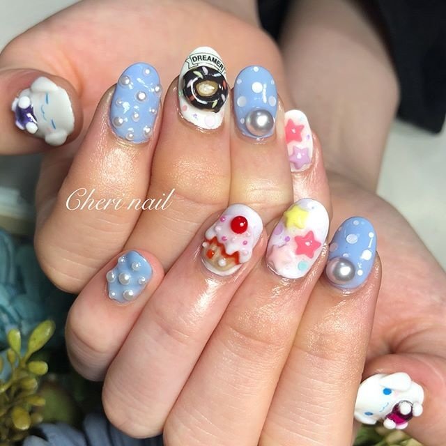 ハンド パール 痛ネイル キャラクター 3d Cheri Nailのネイルデザイン No ネイルブック