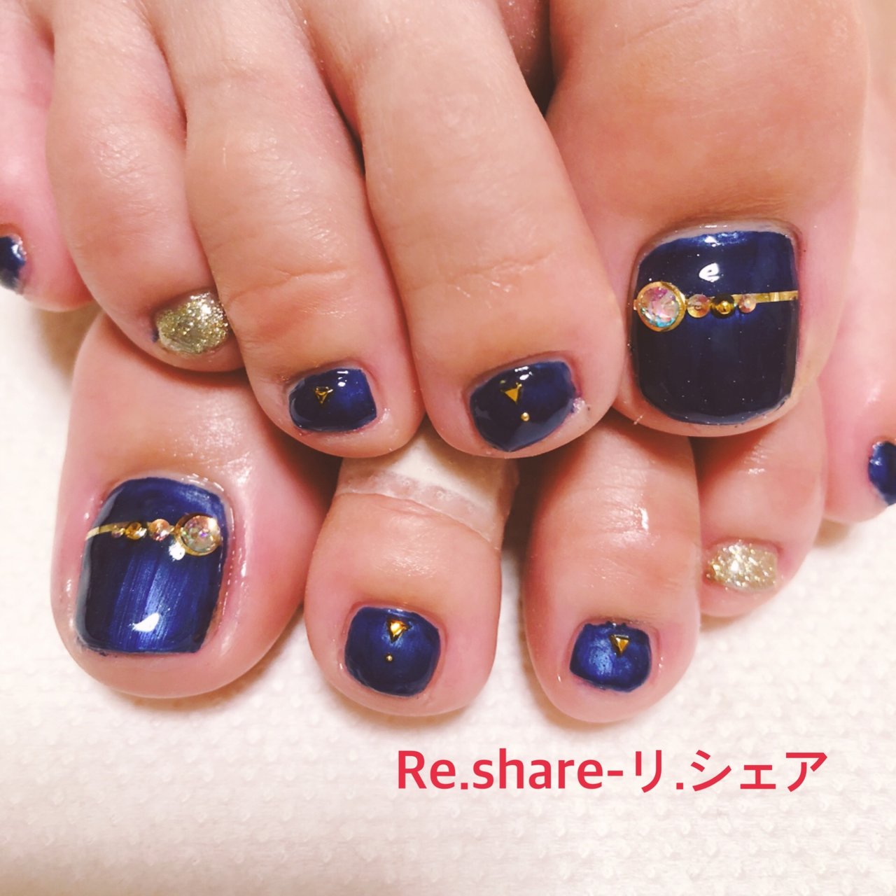 フット ネイビー ジェル お客様 Re Share リ シェアのネイルデザイン No 3561342 ネイルブック