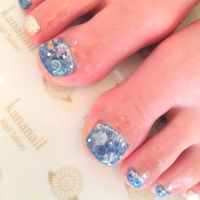 夏 海 リゾート 浴衣 フット Kana Nail のネイルデザイン No ネイルブック