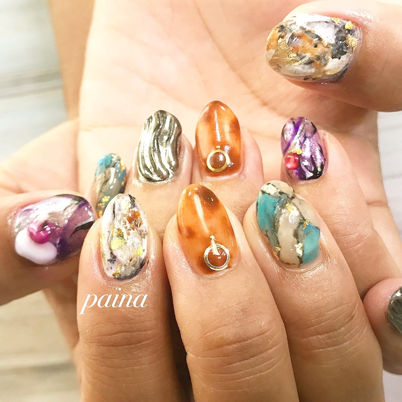 オールシーズン ハンド アンティーク エスニック ボヘミアン 越谷市 ネイルパイナ Nailpainaのネイルデザイン No ネイルブック