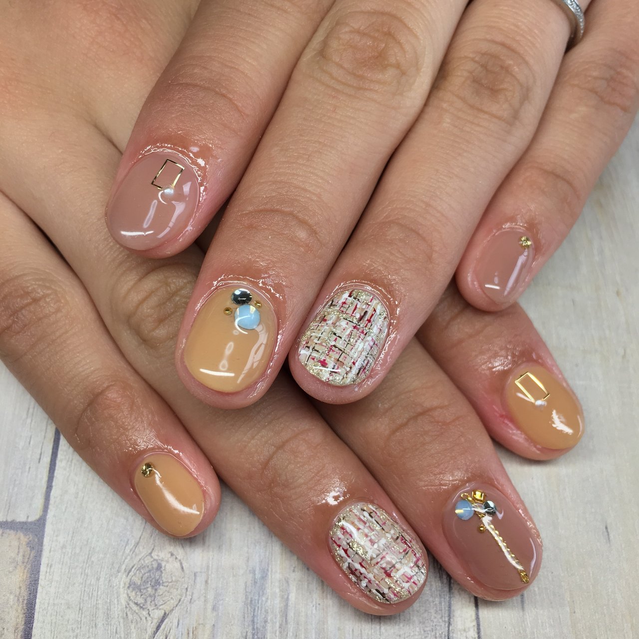 秋 冬 ハンド シンプル ツイード Saho Nailのネイルデザイン No ネイルブック