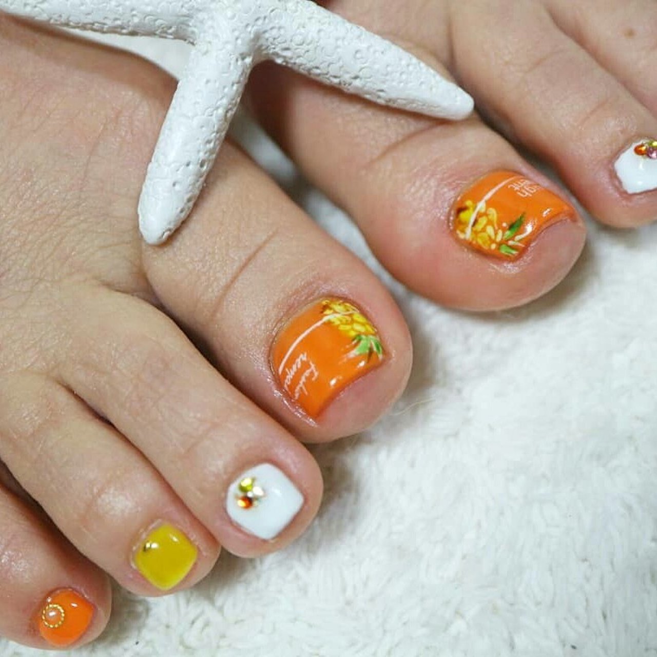 夏 海 リゾート フット オレンジ 福山市ヴィヴィッドクイーンのネイルデザイン No ネイルブック