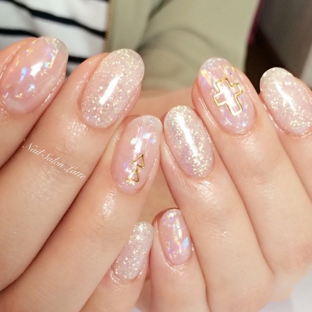 夏 オフィス デート ハンド ラメ Nail Latteのネイルデザイン No ネイルブック