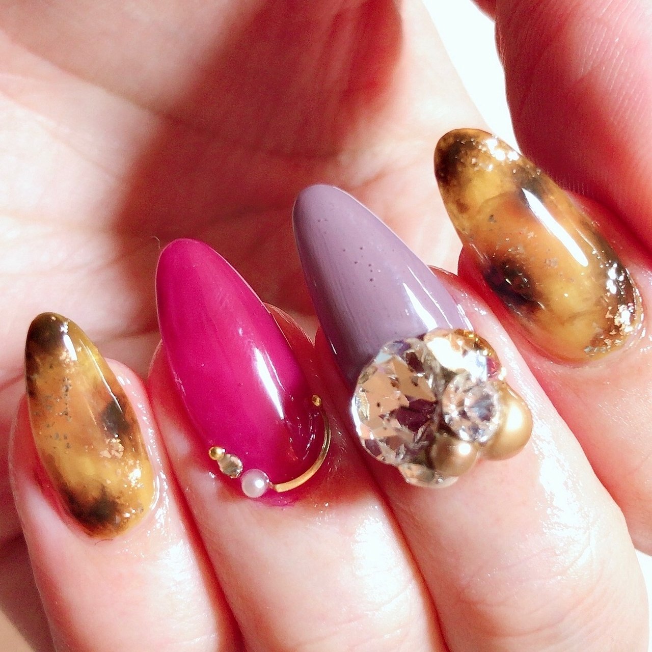 秋 ハロウィン ハンド ビジュー ワンカラー Diamond Nail 尼崎のプライベートサロン のネイルデザイン No ネイルブック