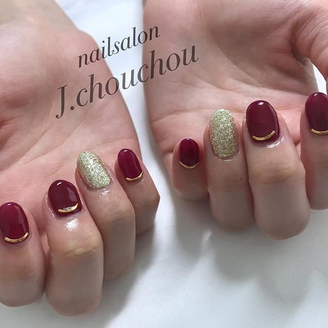 秋 オフィス ハンド シンプル ラメ J Chou Chou Nailのネイルデザイン No 3572778 ネイルブック