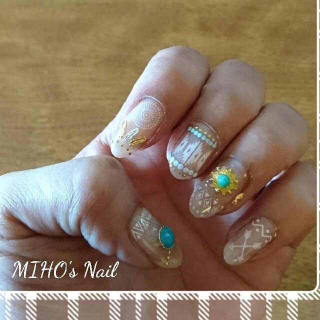 夏 海 リゾート ハンド フェザー Miho0806nailのネイルデザイン No ネイルブック