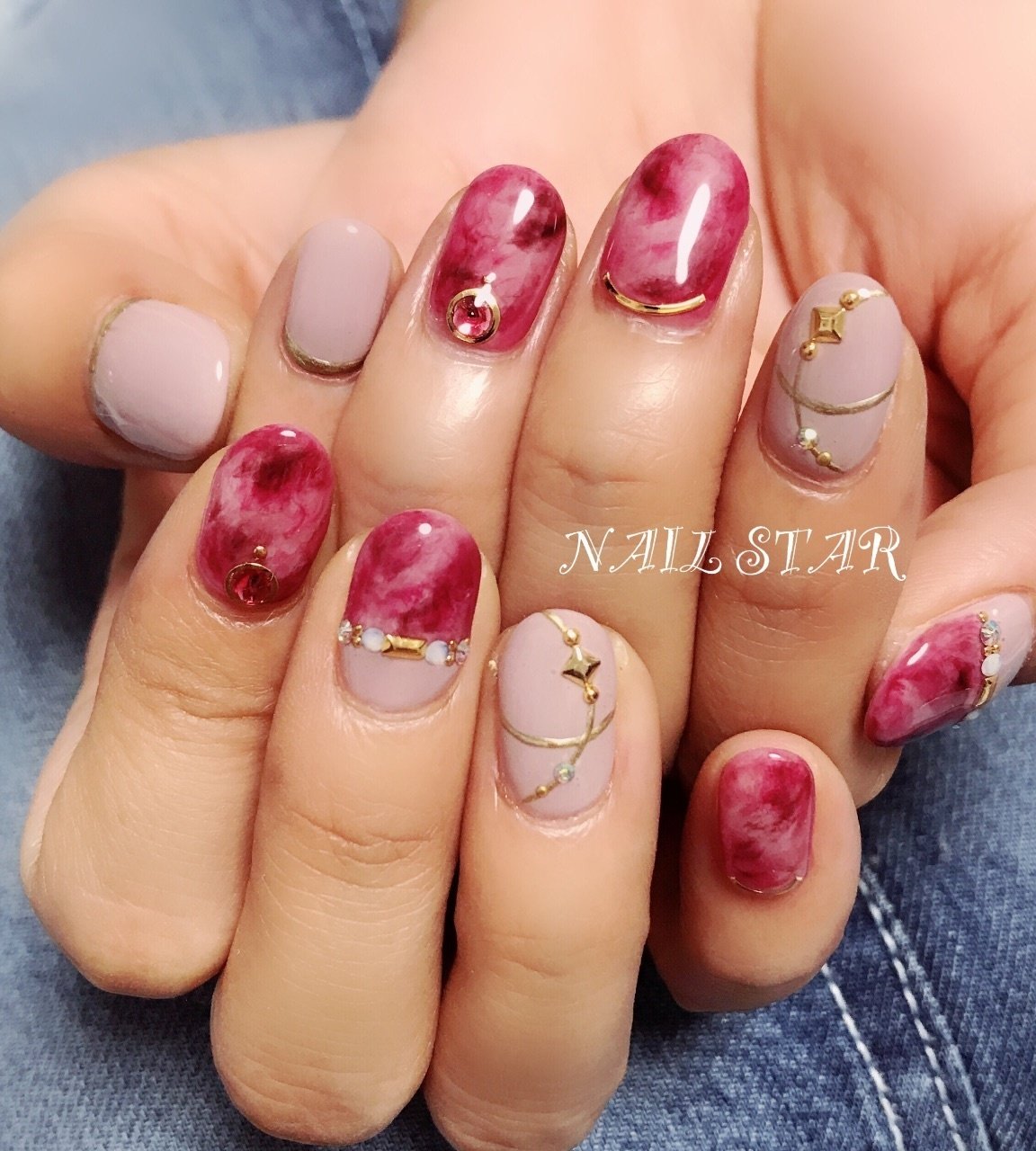 ハンド べっ甲 ショート ピンク ボルドー Nail Starのネイルデザイン No ネイルブック