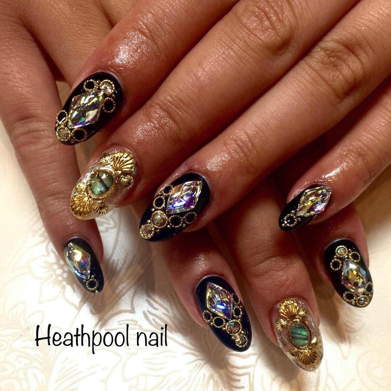 ハンド ネイビー ゴールド ジェル Heathpoolnailのネイルデザイン No ネイルブック