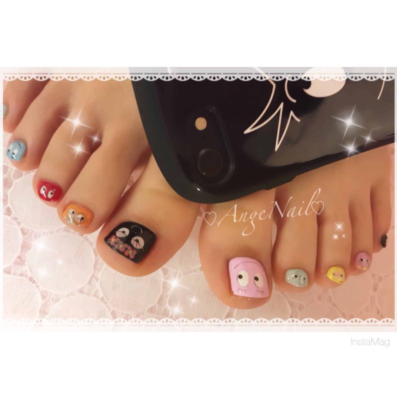 フット 痛ネイル キャラクター パステル カラフル Angenailのネイル