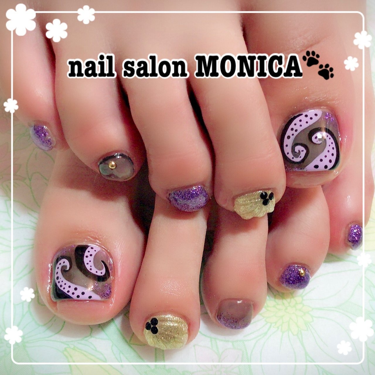 秋 ハロウィン フット パープル ブラック Nail Salon Monica のネイルデザイン No ネイルブック