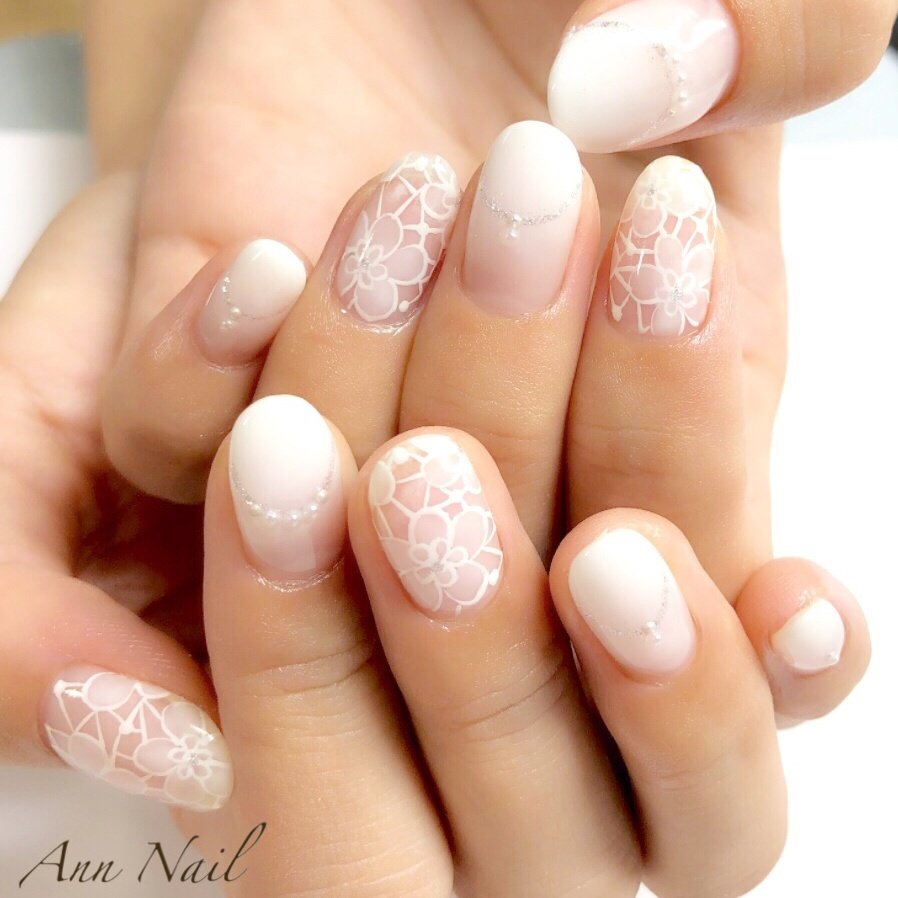 オールシーズン ブライダル ハンド シンプル グラデーション Ann Nailのネイルデザイン No 3584618 ネイルブック