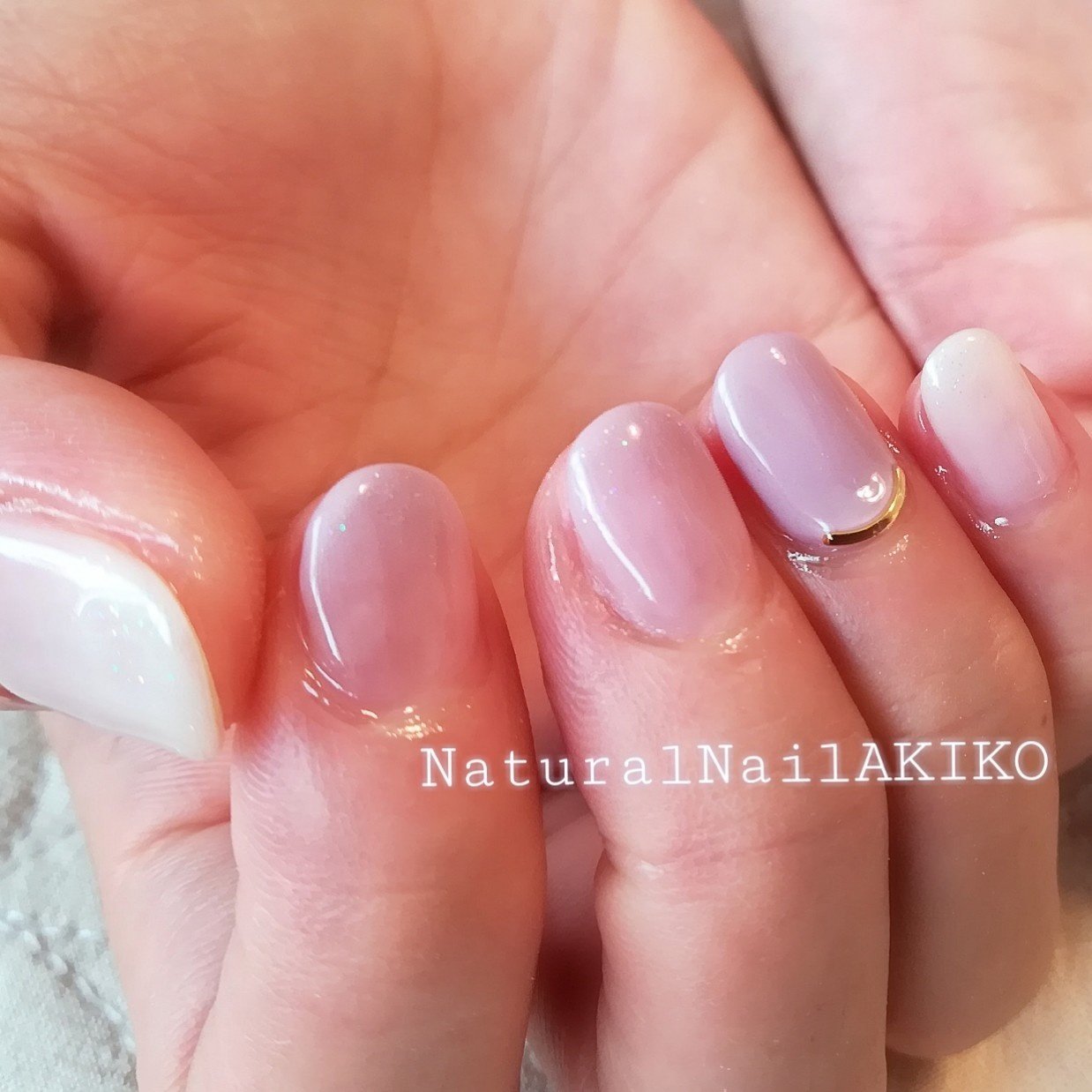 オールシーズン ハンド ベージュ パープル グレー Nail Akikoのネイルデザイン No ネイルブック