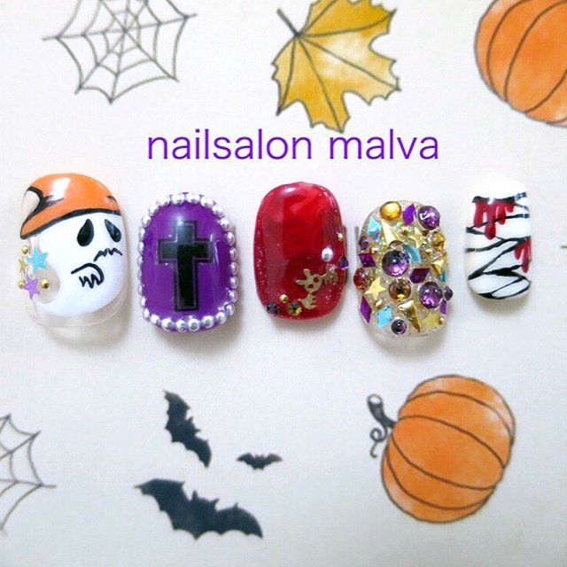 ハロウィン ハンド ワンカラー キャラクター 星 Nailsalon Malva 原宿店のネイルデザイン No ネイルブック
