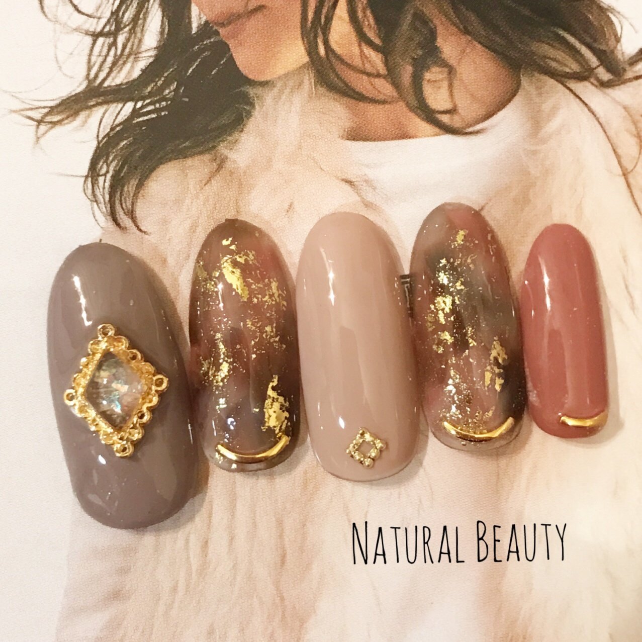 秋 冬 大理石 べっ甲 レッド Naturalbeautyのネイルデザイン No ネイルブック