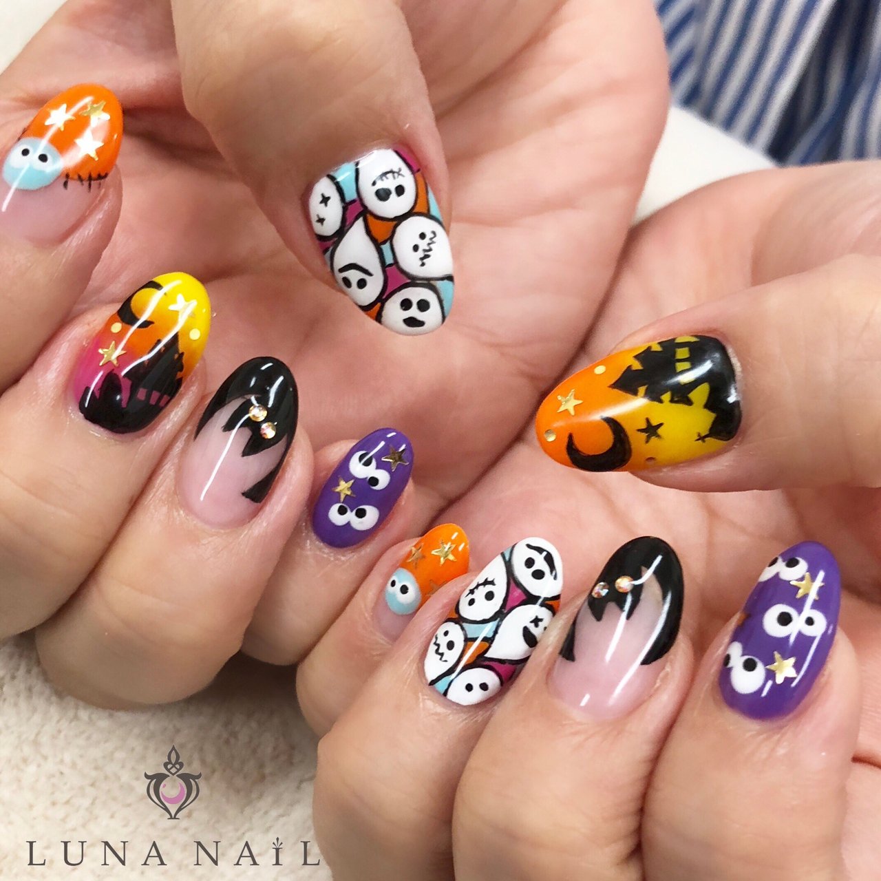 秋/ハロウィン/ハンド/グラデーション/ミディアム - luna_nail_133162