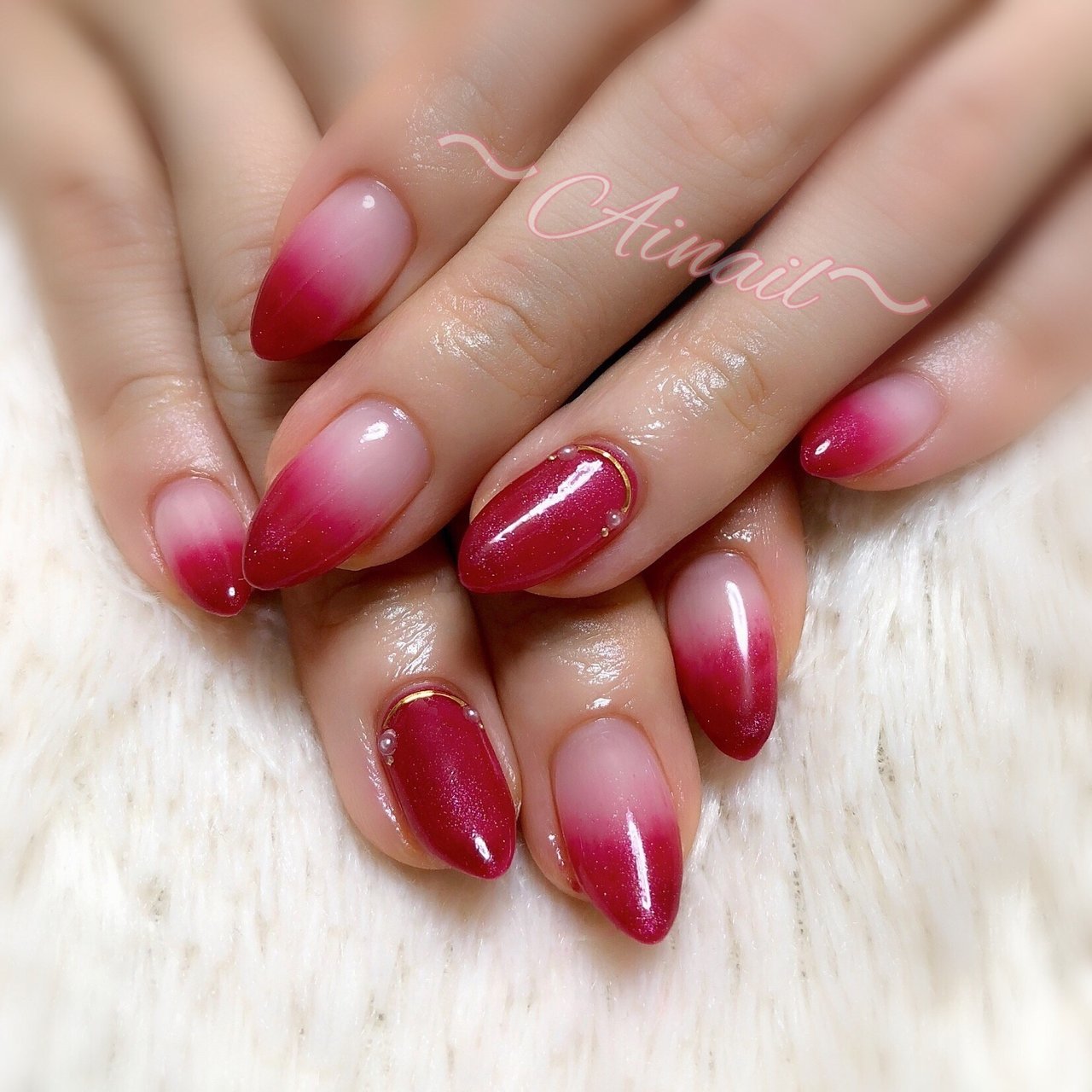 秋 冬 ハンド グラデーション レッド Ainail のネイルデザイン No ネイルブック