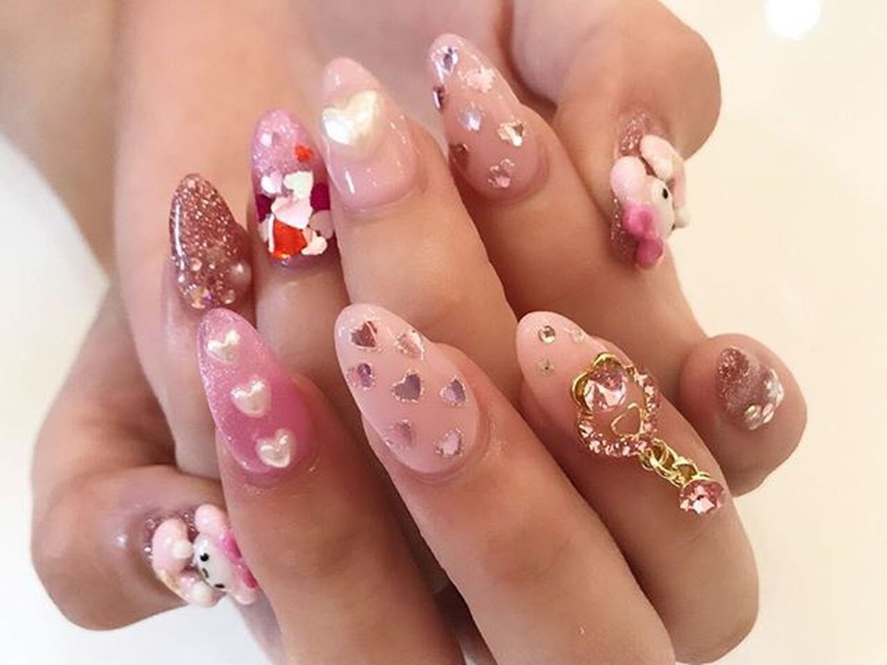 ハンド/ロング/ピンク/スカルプチュア/お客様 - NAILSGOGO shibuya