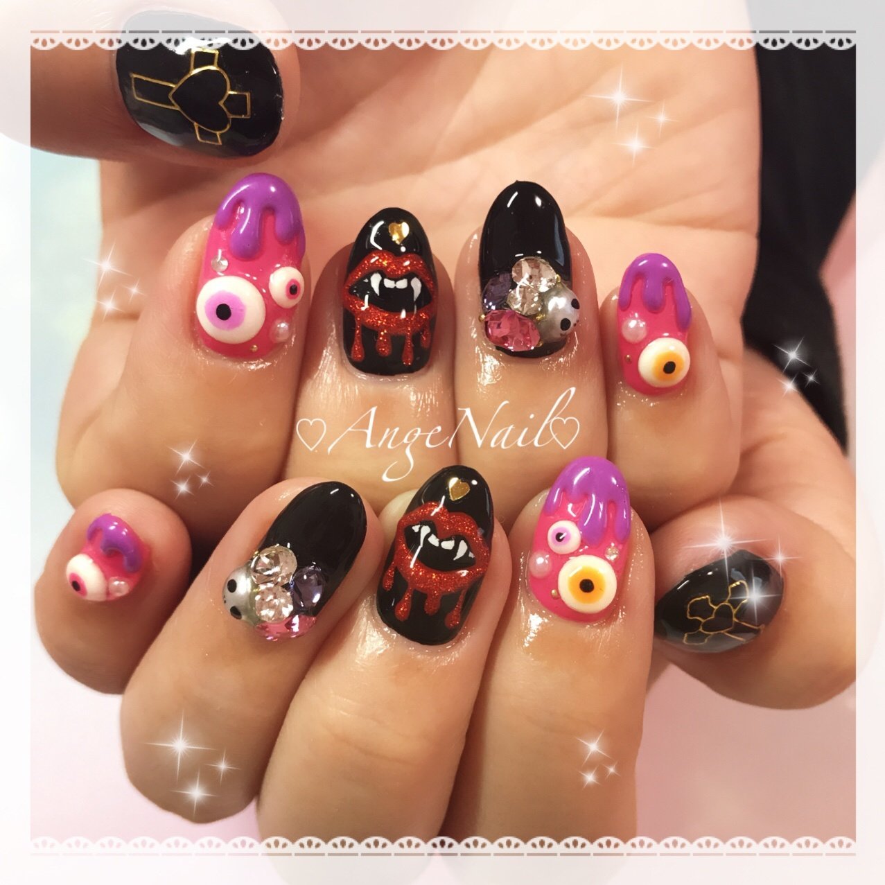 秋 ハロウィン ハンド ピンク パープル Angenailのネイルデザイン No ネイルブック