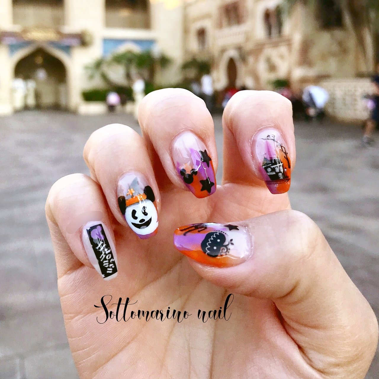 秋 ハロウィン ハンド グラデーション ビジュー Sottomarino Nailのネイルデザイン No ネイルブック