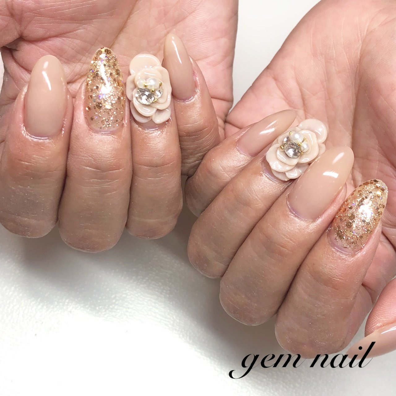 春 秋 オールシーズン ブライダル シンプル Gem Nail24のネイルデザイン No ネイルブック