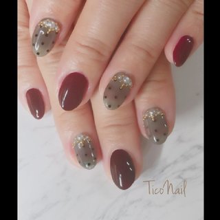 22年 新着順 黒シースルーにドットのネイルデザイン ネイルブック