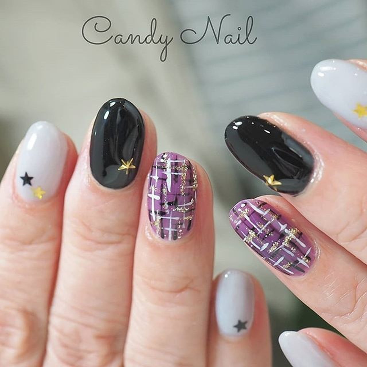 ハロウィン ハンド ワンカラー ツイード ミディアム Candy Nailのネイルデザイン No ネイルブック