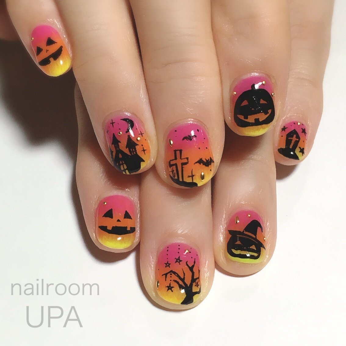 秋 ハロウィン ハンド ショート ピンク Nailroomupaのネイルデザイン No ネイルブック