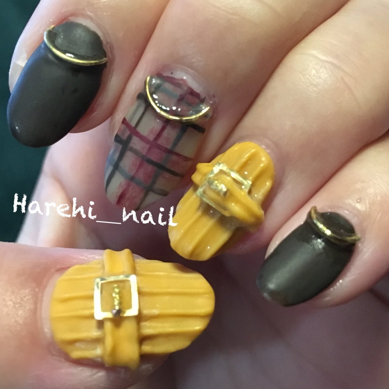 秋 冬 クリスマス ハンド チェック Harehi Nailのネイルデザイン No 3612961 ネイルブック