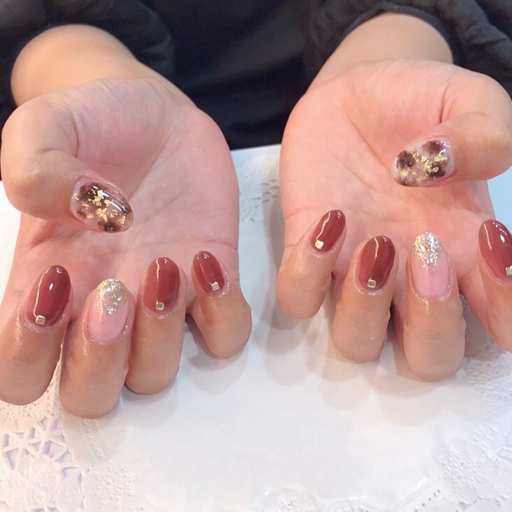 秋 冬 シンプル ラメ べっ甲 Risanail 07のネイルデザイン No ネイルブック