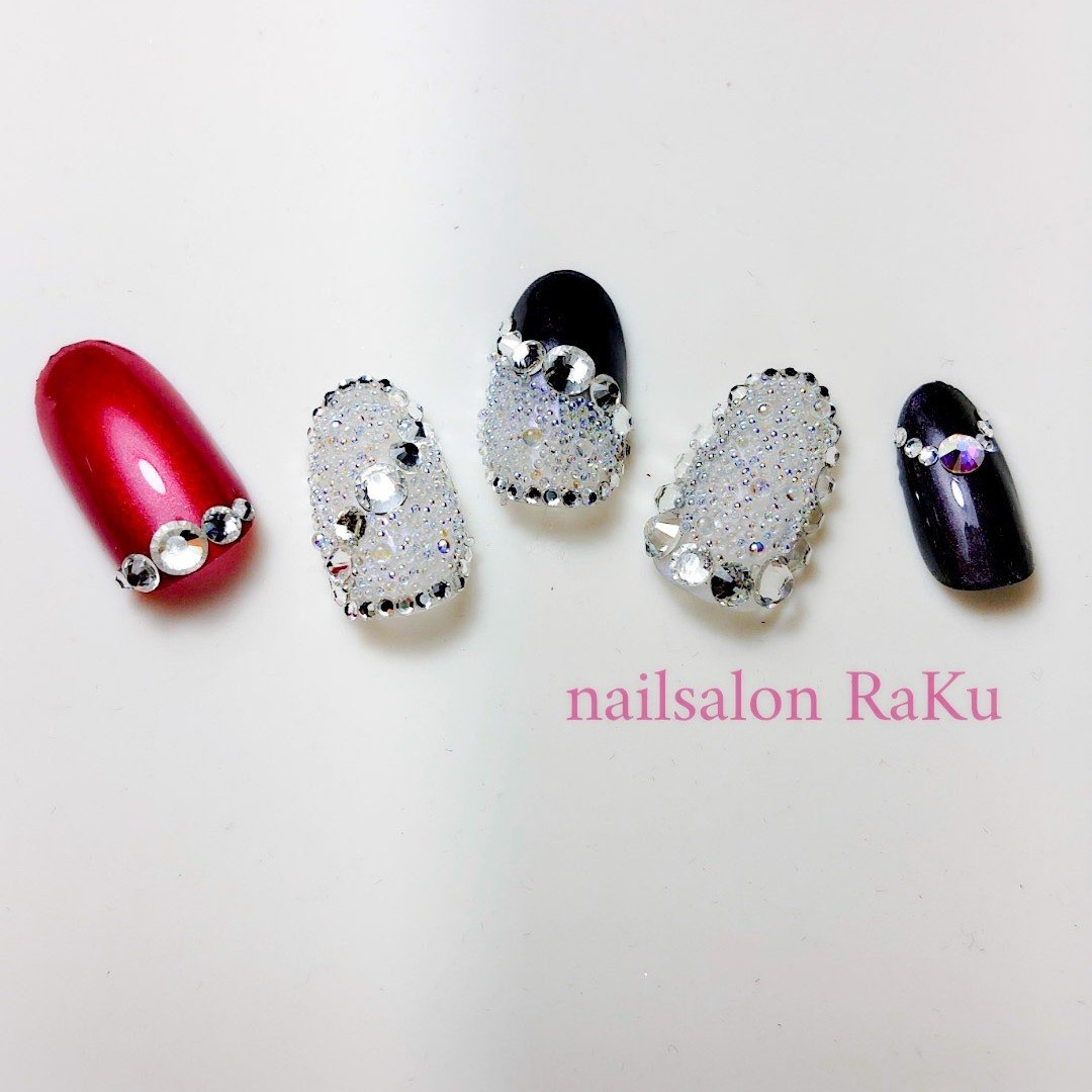 冬 パーティー ハンド クリスタルピクシー レッド Nailsalon Raku ネイルサロン ラク 西国分寺のネイルデザイン No ネイルブック