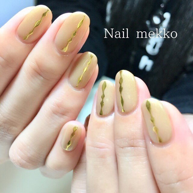 シンプル ワンカラー アンティーク ゴールド お客様 Nail Mekkoのネイルデザイン No ネイルブック