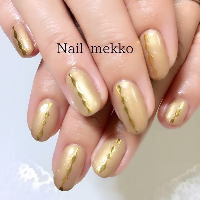 シンプル ワンカラー アンティーク ゴールド お客様 Nail Mekkoのネイルデザイン No ネイルブック