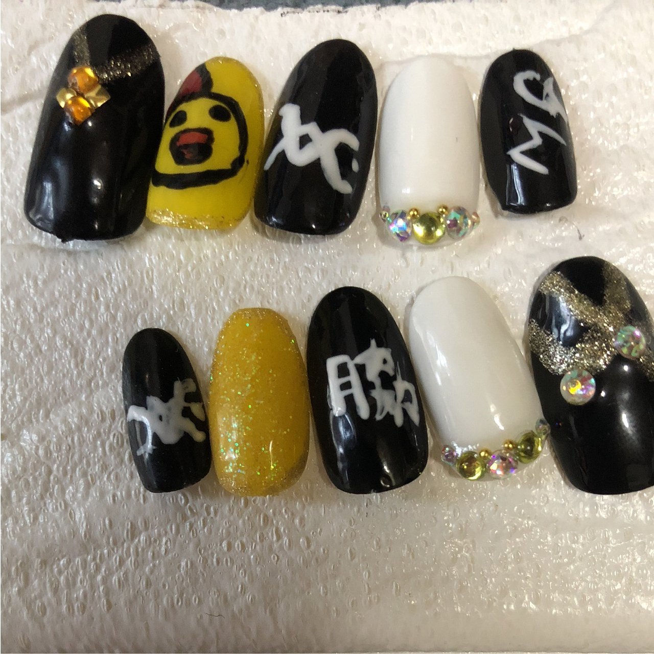 ホワイト/イエロー/ブラック/ネイルチップ - speranzaNai元lZ's nailの