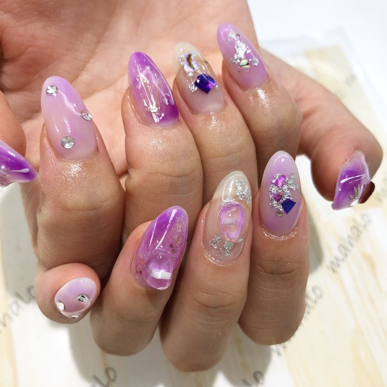 オールシーズン ハンド ロング パープル スカルプチュア Mahalo Chigasakiのネイルデザイン No ネイルブック