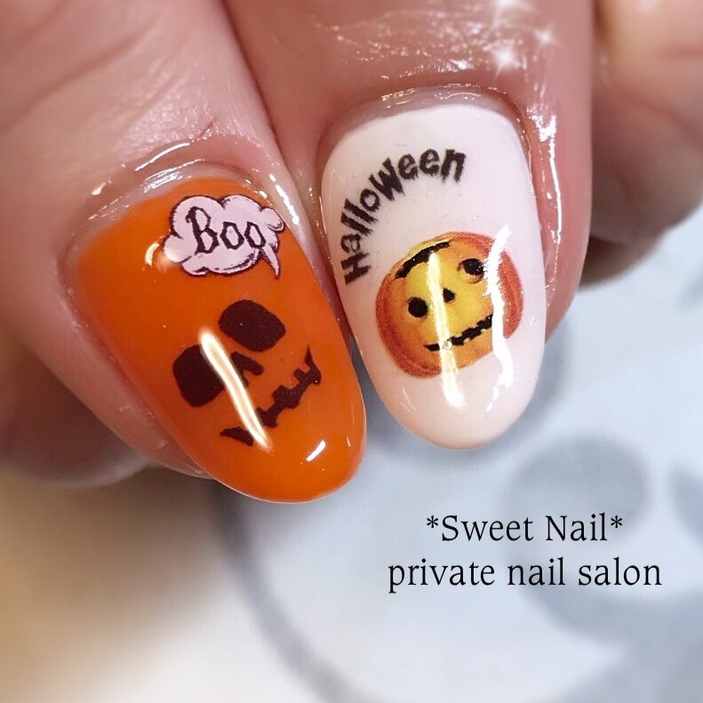 秋 ハロウィン ハンド シンプル ワンカラー 大阪府八尾市ネイルサロン Sweet Nail のネイルデザイン No ネイルブック